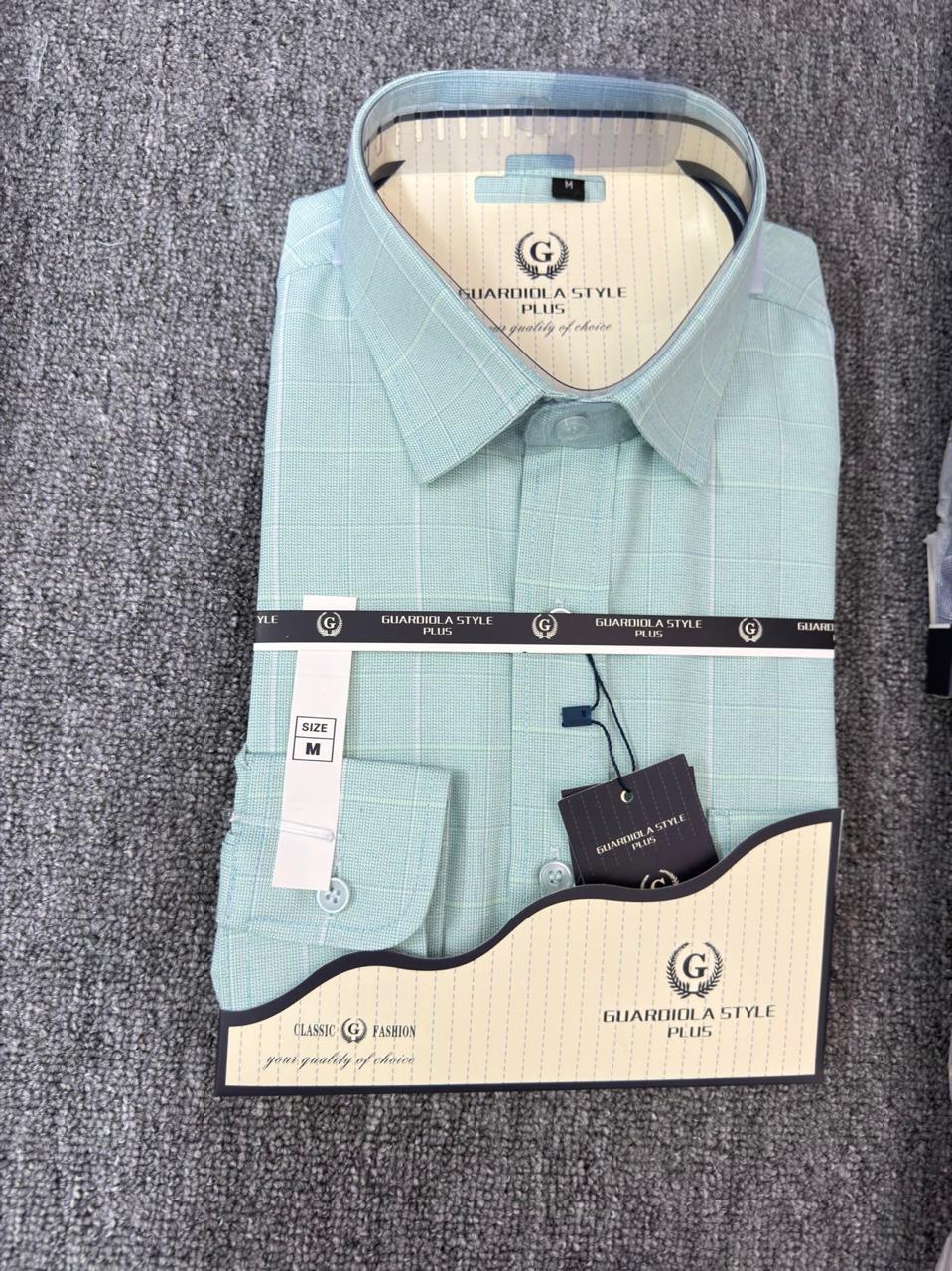 light green Guardiola plus checked shirt