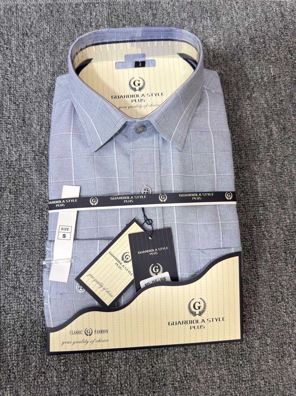 light grey checked shirts Guardiola plus