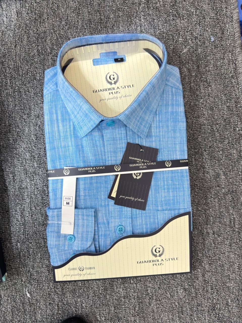 linen light blue Guardiola plus shirt