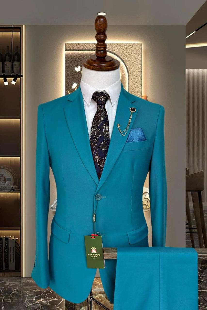 Billionaire 2 Piece Aqua Suit